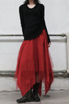 Marc Le Bihan 2590 Collection of Triple Tulle Silk Skirts Handmade in France MLB-2590-HONG Red